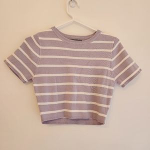 NWT Purple Stripe Knit Crop Top